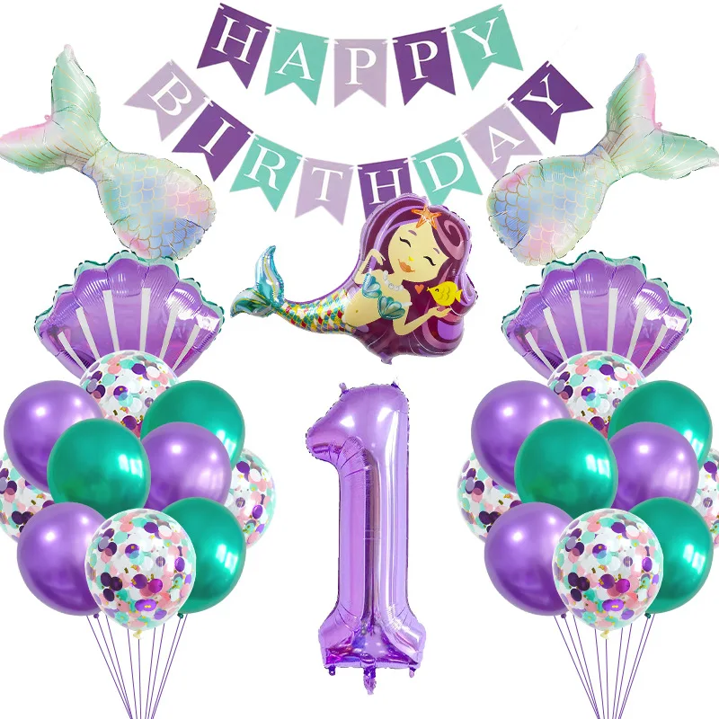 27pc Mermaid Birthday Party Banner Foil Number Balloon First Baby Boy Girl Happy Birthday Party Decoration My 1 One Year Ballons
27pc Mermaid Birthday Party Banner Foil Number Balloon First Baby Boy Girl Happy Birthday Party Decoration My 1 One Year Ballons