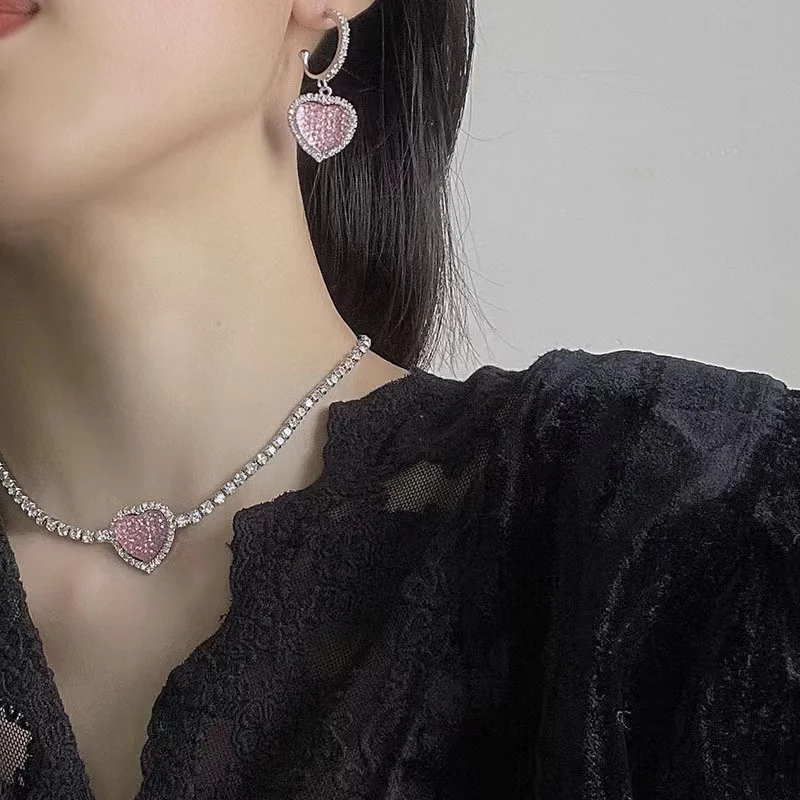 dangling earrings Sweet Lovely Pink Heart Shiny Zircon Tassel Drop Earrings, Luxury Trend Jewelry Set Necklaces for Women Gifts
dangling earrings Sweet Lovely Pink Heart Shiny Zircon Tassel Drop Earrings, Luxury Trend Jewelry Set Necklaces for Women Gifts