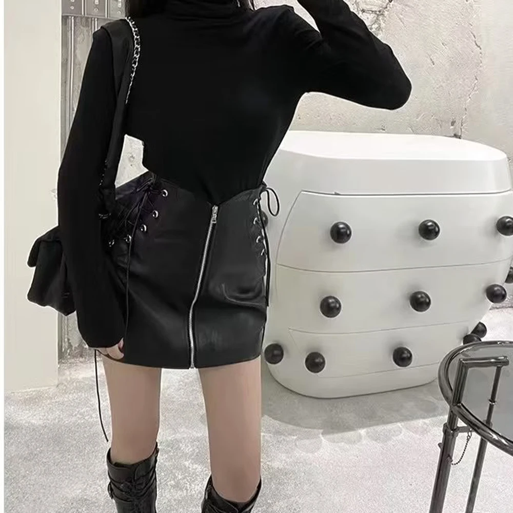 Women's New 2022 Fashion Drawstring Air Eye Zipper Decorative PU Mini Skirt Casual High Waist Temperament Female Short Skirt
Women's New 2022 Fashion Drawstring Air Eye Zipper Decorative PU Mini Skirt Casual High Waist Temperament Female Short Skirt