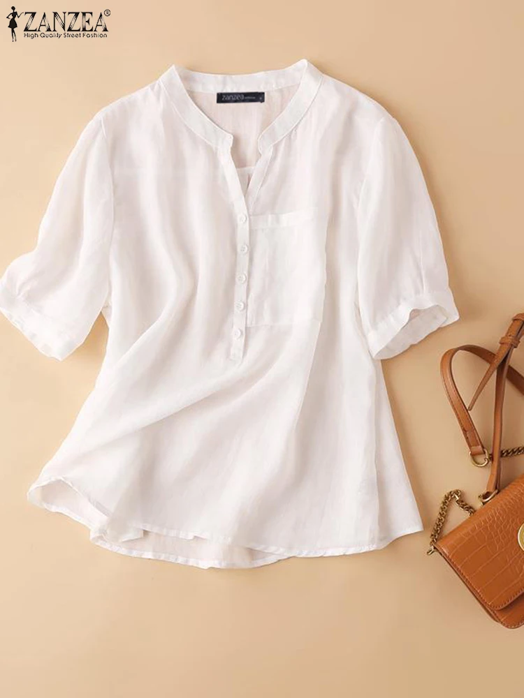 Women Casual Work OL Shirt 2022 ZANZEA Fashion Summer V Neck Short Sleeve Blouse Vintage Solid Tops Tunic Loose Blusas Oversize
Women Casual Work OL Shirt 2022 ZANZEA Fashion Summer V Neck Short Sleeve Blouse Vintage Solid Tops Tunic Loose Blusas Oversize