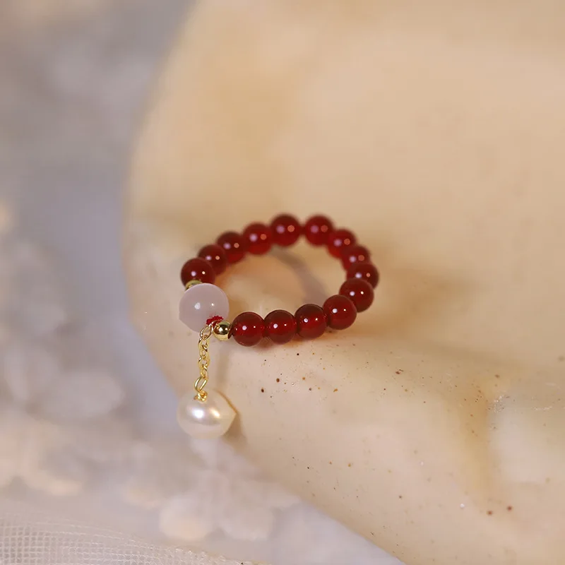 Minar Vintage Red Agate Natural Stone Beads Finger Rings for Women Ladies Elastic Shiny Opal Charm Rings Chinese Style Jewelry
Minar Vintage Red Agate Natural Stone Beads Finger Rings for Women Ladies Elastic Shiny Opal Charm Rings Chinese Style Jewelry