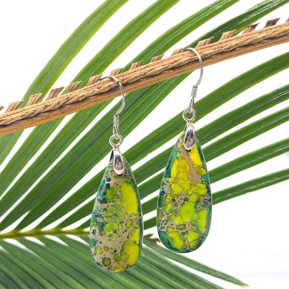 Pair of Natural Stone Long Stud Earrings Delicate Long Pear Necklace Fashion Earrings Pendant DIY Jewelry Accessories 35x15mm 
Pair of Natural Stone Long Stud Earrings Delicate Long Pear Necklace Fashion Earrings Pendant DIY Jewelry Accessories 35x15mm