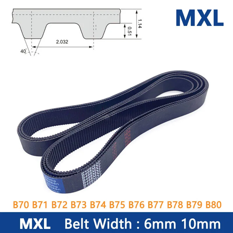 

1pc MXL Timing Belt Width 6mm 10mm Rubber Closed Loop Synchronous Drive Belt B70 B71 B72 B73 B74 B75 B76 B77 B78 B79 B80MXL
