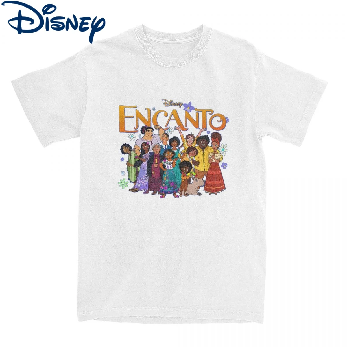 

Disney Men T-Shirt Encanto Casual 100% Cotton Tees Short Sleeve Family Group Portrait T Shirt Round Collar Clothes 4XL 5XL 6XL