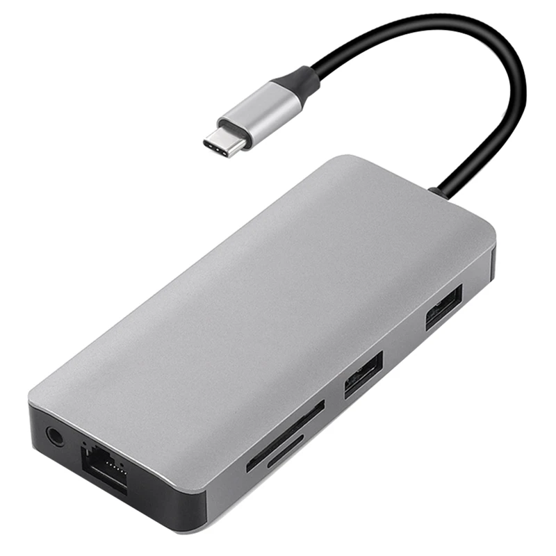 Док-станция для ноутбука 9 в 1, Тип C, Многофункциональный HDMI-конвертер, разветвитель типа C 3,1, USB-разветвитель
Док-станция для ноутбука 9 в 1, Тип C, Многофункциональный HDMI-конвертер, разветвитель типа C 3,1, USB-разветвитель