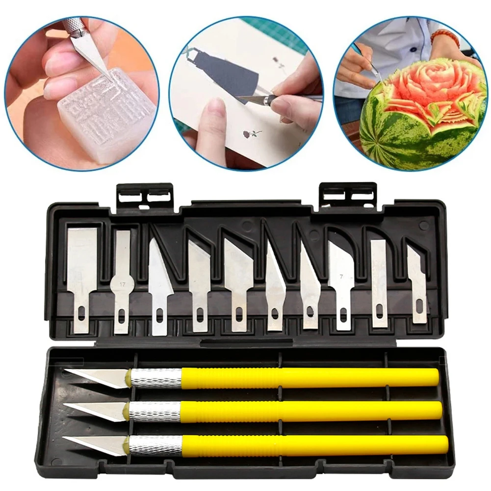 Art Carving Cutter With Box Paper Sticker Cutter Wood Carving Blade Replacement 13Pcs Set Operation Craft Carving Tools
Art Carving Cutter With Box Paper Sticker Cutter Wood Carving Blade Replacement 13Pcs Set Operation Craft Carving Tools