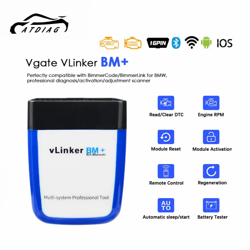 OBD2 Vgate v-Linker BM ELM327 для BMW сканер wifi OBD 2 Автомобильный диагностический инструмент bпогружение Bluetooth совместимый ELM 327 в 1,5 
OBD2 Vgate v-Linker BM ELM327 для BMW сканер wifi OBD 2 Автомобильный диагностический инструмент bпогружение Bluetooth совместимый ELM 327 в 1,5