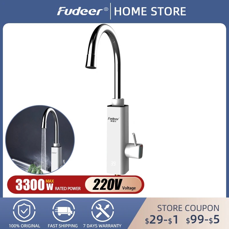 Fudeer 220V Electric Water Heater Faucet Tankless Heaters Kitchen Hot Water Tap 3000W 304 Stainless Steel Heating 3S Quick Heat
Fudeer 220V Electric Water Heater Faucet Tankless Heaters Kitchen Hot Water Tap 3000W 304 Stainless Steel Heating 3S Quick Heat