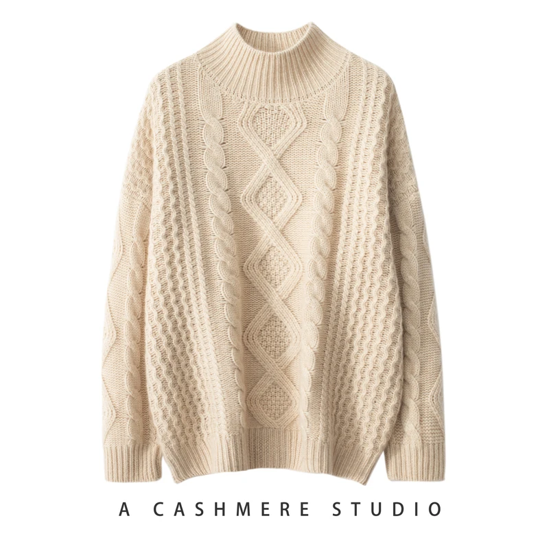 KOIJINSKY Autumn and winter women's cashmere thickened twisted flower half high neck sweater
KOIJINSKY Autumn and winter women's cashmere thickened twisted flower half high neck sweater