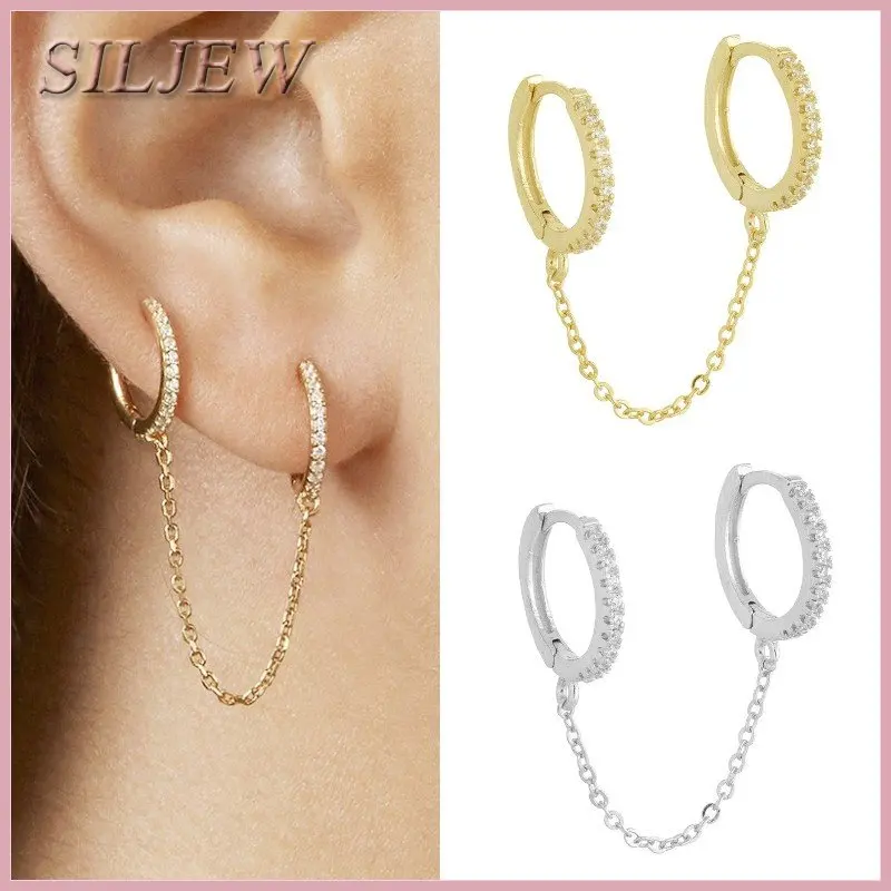 Copper Unisex Simple Crystal Zircon Binaural Round Pierced Earrings for Women Punk Style Chain Hoop Earrings Party Jewelry 1PCS
Copper Unisex Simple Crystal Zircon Binaural Round Pierced Earrings for Women Punk Style Chain Hoop Earrings Party Jewelry 1PCS