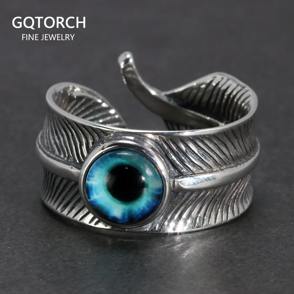 Sterling Silver 925 Feather Ring with Demon Eye for Men And Women Thai Silver Not Allergic Retro Punk Rock Opening Rings
Sterling Silver 925 Feather Ring with Demon Eye for Men And Women Thai Silver Not Allergic Retro Punk Rock Opening Rings