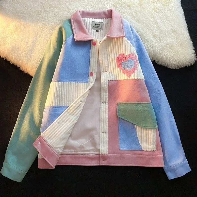 Women Jacket Casual Harajuku Loose Colorful Corduroy Baseball Design Autumn Coat Streetwear Vintage Clothing
Women Jacket Casual Harajuku Loose Colorful Corduroy Baseball Design Autumn Coat Streetwear Vintage Clothing