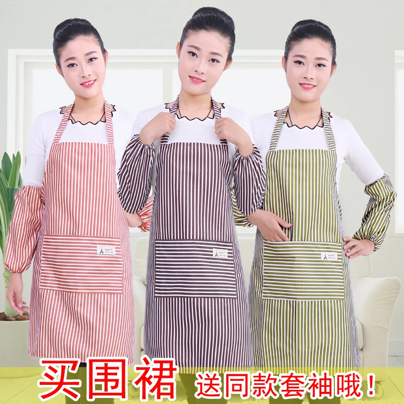 Korean version of fashion apron sleeve vertical strip adult waterproof and oil-proof kitchen cooking coverall adult men 
Korean version of fashion apron sleeve vertical strip adult waterproof and oil-proof kitchen cooking coverall adult men