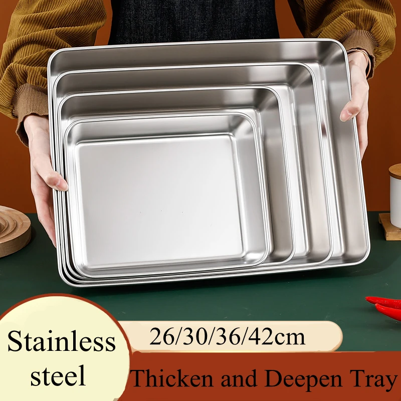 Thicken Deepen Stainless Steel Baking Tray Nonstick Bakeware Cake Break Pans Food Fruits Storage Trays Plates Kitchen Utensils 
Thicken Deepen Stainless Steel Baking Tray Nonstick Bakeware Cake Break Pans Food Fruits Storage Trays Plates Kitchen Utensils