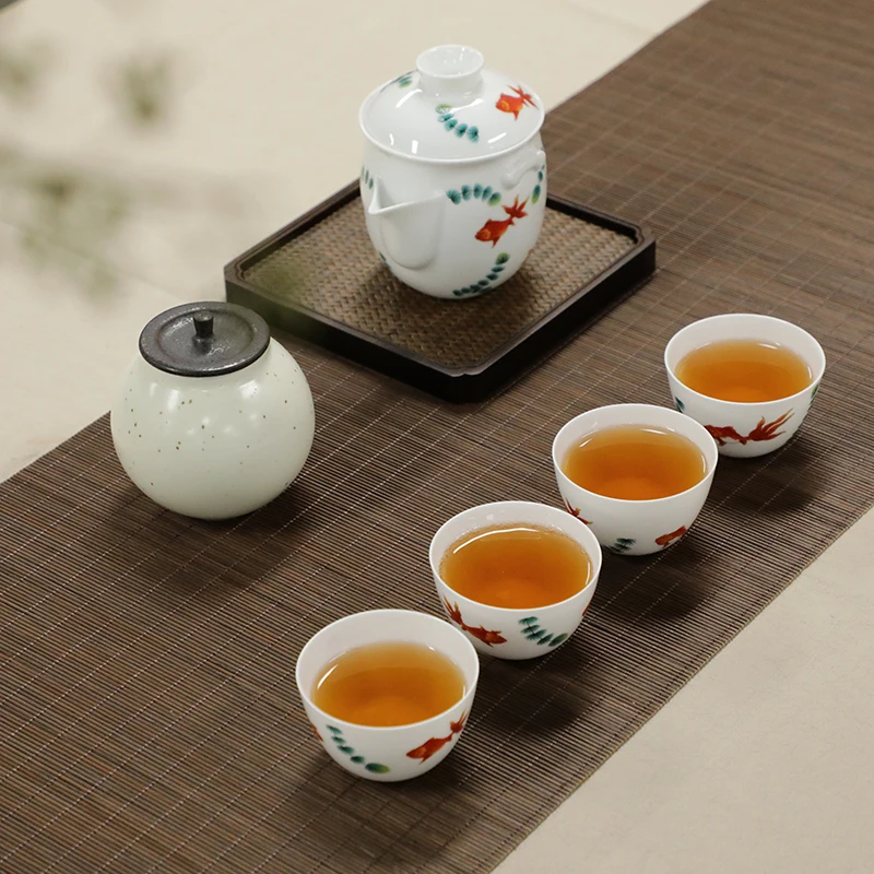 Guanfu Museum Jingdezhen Tea Set Prosperous Convex Painting Set (One Pot Four Cups) Tibetan Pattern Decoration Nine Palace Pot F
Guanfu Museum Jingdezhen Tea Set Prosperous Convex Painting Set (One Pot Four Cups) Tibetan Pattern Decoration Nine Palace Pot F