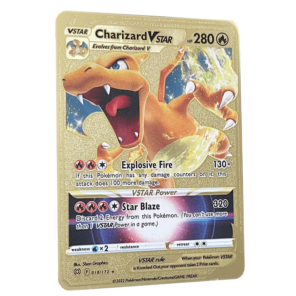 Charizard Vstar Golden Pokemon Cards in English Iron Metal Pokmo Letters Kids Gift Game Collection Cards Rainbow
Charizard Vstar Golden Pokemon Cards in English Iron Metal Pokmo Letters Kids Gift Game Collection Cards Rainbow