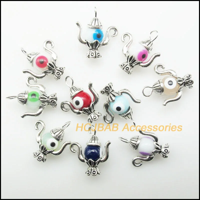 10 New Teapot Charms Mixed Acrylic Round Eyes Beads Pendants Antique Silver Color 19x22mm
10 New Teapot Charms Mixed Acrylic Round Eyes Beads Pendants Antique Silver Color 19x22mm