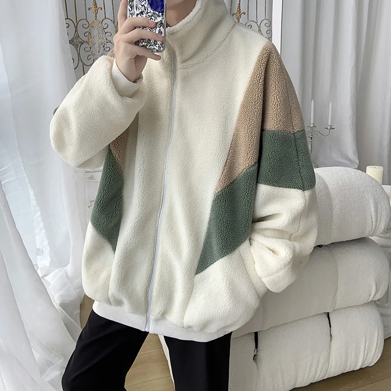 Lamb Fleece Jacket Winter Hip Hop Men Coat Zipper Splicing Furry Harajuku Streetwear Light Couple Jacket Solid Color Autumn New
Lamb Fleece Jacket Winter Hip Hop Men Coat Zipper Splicing Furry Harajuku Streetwear Light Couple Jacket Solid Color Autumn New
