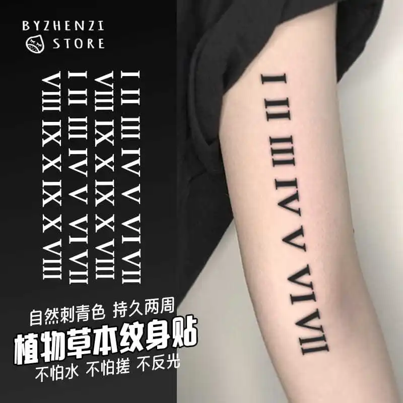 Roman Numerals Tattoos Lasting Tattoo Stickers Waterproof Fake Tattoo for Woman Men Arm Clavicle Tattoo Herb Temporary Tattoos
Roman Numerals Tattoos Lasting Tattoo Stickers Waterproof Fake Tattoo for Woman Men Arm Clavicle Tattoo Herb Temporary Tattoos