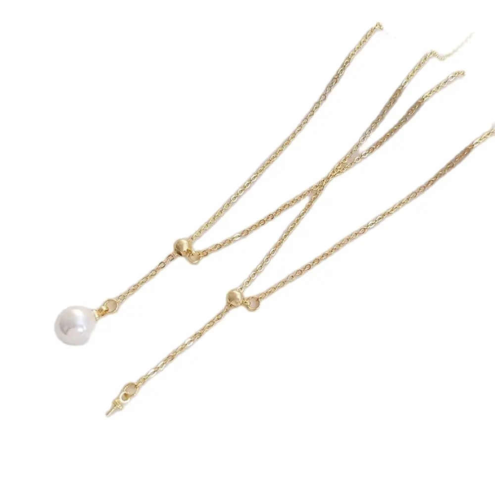 14K Gold Filled Plating Diy simple necklace with rubber bead adjustable Y-shaped half-hole pearl pendant chain
14K Gold Filled Plating Diy simple necklace with rubber bead adjustable Y-shaped half-hole pearl pendant chain