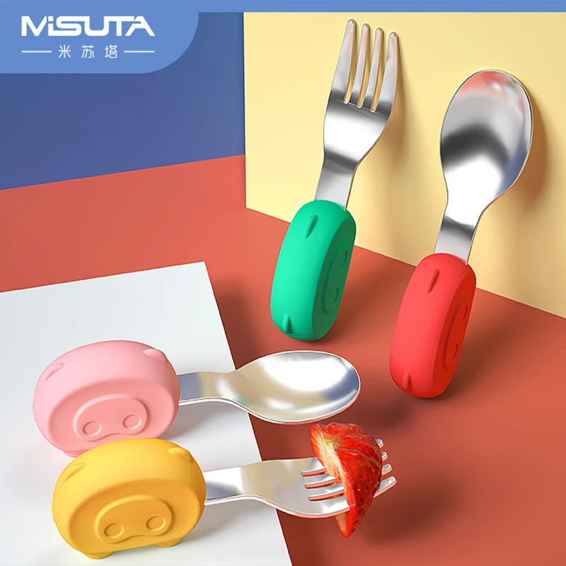 2Pcs Set 0-3Years Baby Fork + Spoon Kit Training Spoon Child Tableware Baby Dishes Stainless Steel Silicone Kid Feeding Flatware
2Pcs Set 0-3Years Baby Fork + Spoon Kit Training Spoon Child Tableware Baby Dishes Stainless Steel Silicone Kid Feeding Flatware