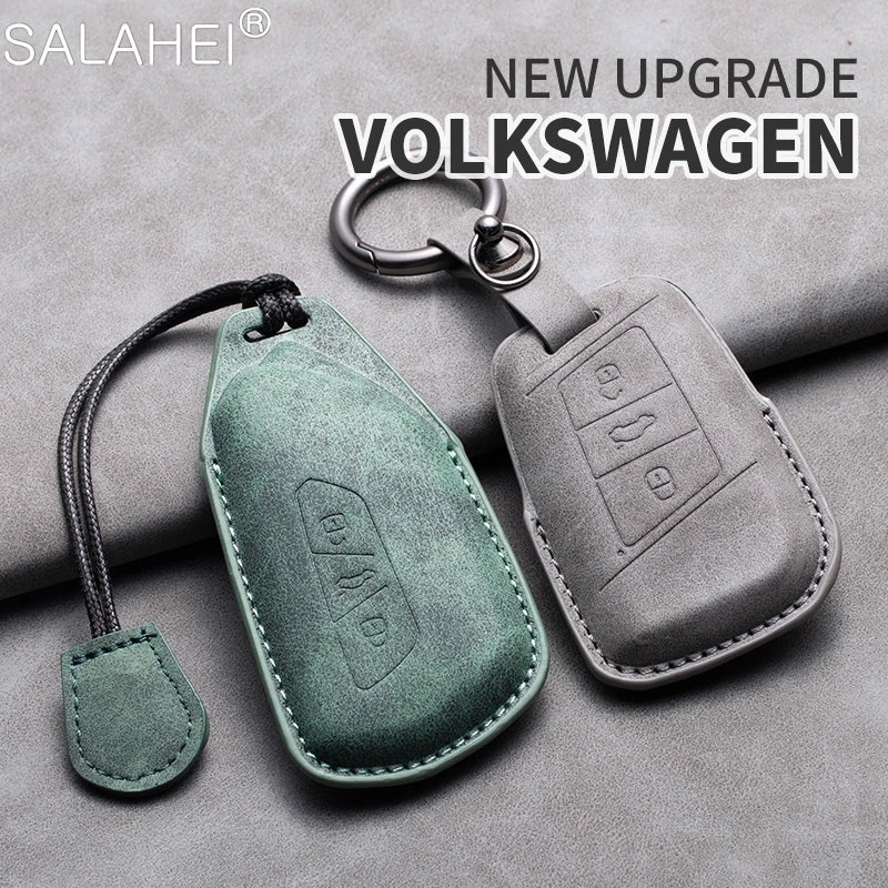 

Leather Car Key Case Cover Fob For VW Volkseagen Passat B8 Magotan Golf 8 For Skoda Octavia A8 Superb A7 Kodiaq Seat Leon MK4