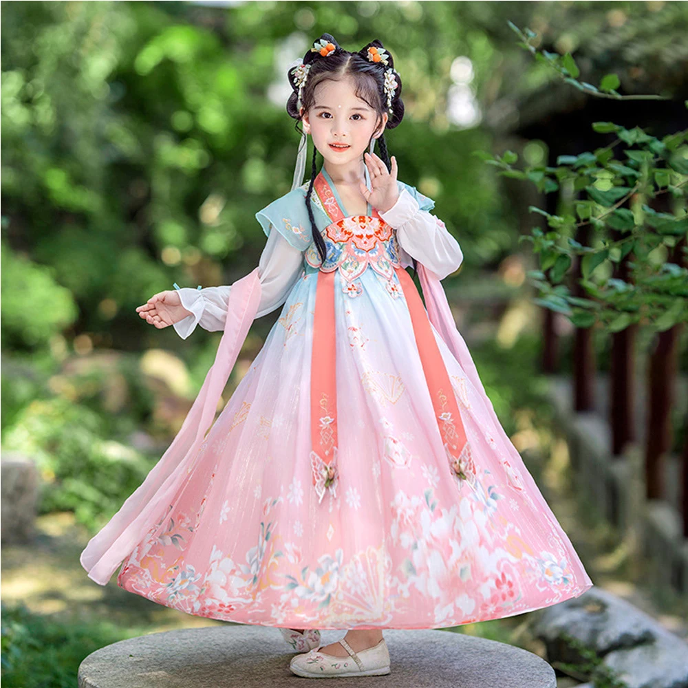 Traditional Chinese Clothing Spring Autumn Kids Girls' Voile Embroidery Hanfu Super Fairy Tang Costume Ancient Princess Dress
Traditional Chinese Clothing Spring Autumn Kids Girls' Voile Embroidery Hanfu Super Fairy Tang Costume Ancient Princess Dress