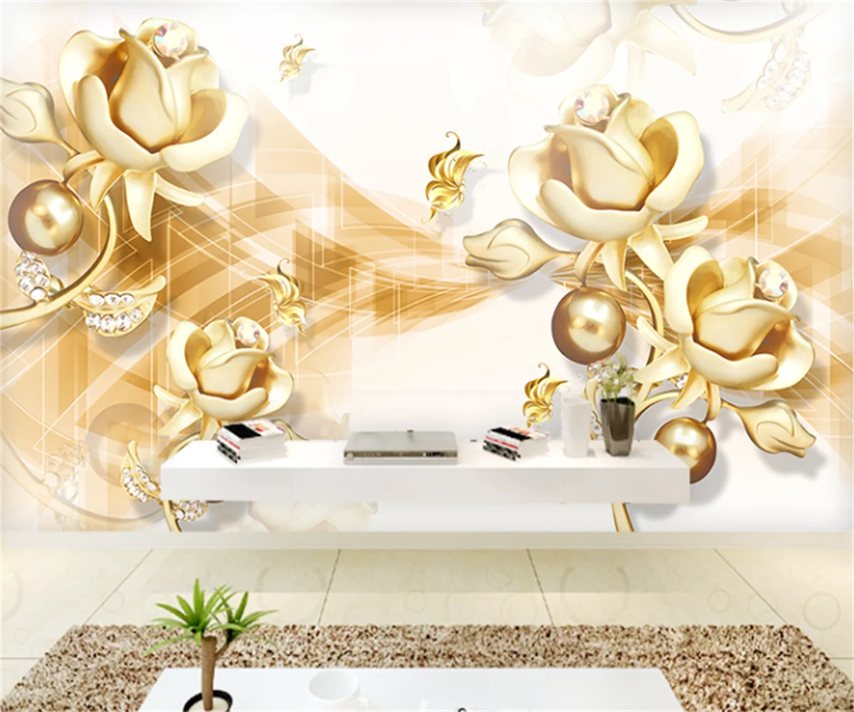 Customize any size 3D wallpaper wall painting golden gorgeous 3D three-dimensional jewelry flower TV background mural papel
Customize any size 3D wallpaper wall painting golden gorgeous 3D three-dimensional jewelry flower TV background mural papel