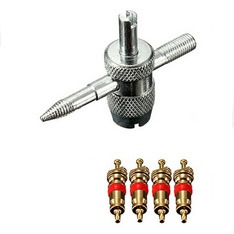 New Car Tire Remover Tool + 4 Brass Valve Core Set Four-in-one Re-taps Threads Inside Reams Inside Valve Stems Car Accessories
New Car Tire Remover Tool + 4 Brass Valve Core Set Four-in-one Re-taps Threads Inside Reams Inside Valve Stems Car Accessories