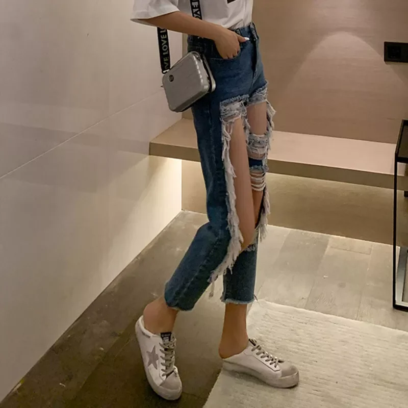 2022New 5XL Solid Fashion Jeans For Women Ripped Hole Casual High Waisted Pencil Jeans Korean Pants Female Fashion New KZ72
2022New 5XL Solid Fashion Jeans For Women Ripped Hole Casual High Waisted Pencil Jeans Korean Pants Female Fashion New KZ72
