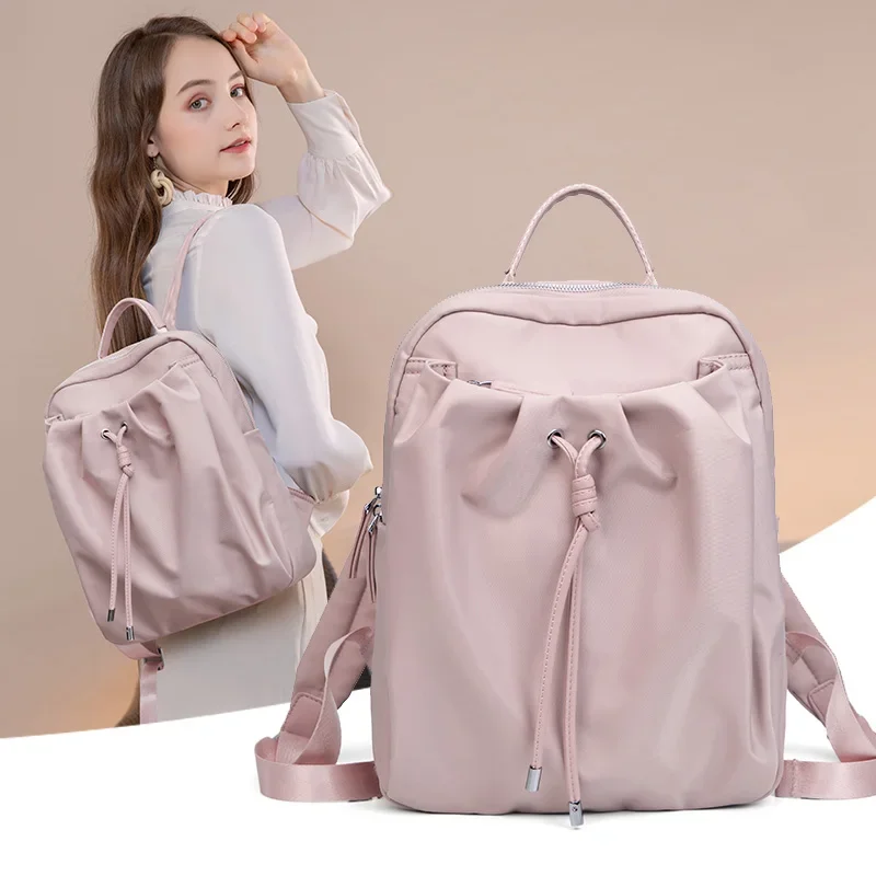 

Женский рюкзак в эстетике, модные дизайнерские сумки для девочек, плиссированные тканевые милые тонкие Складные рюкзаки на шнурке
