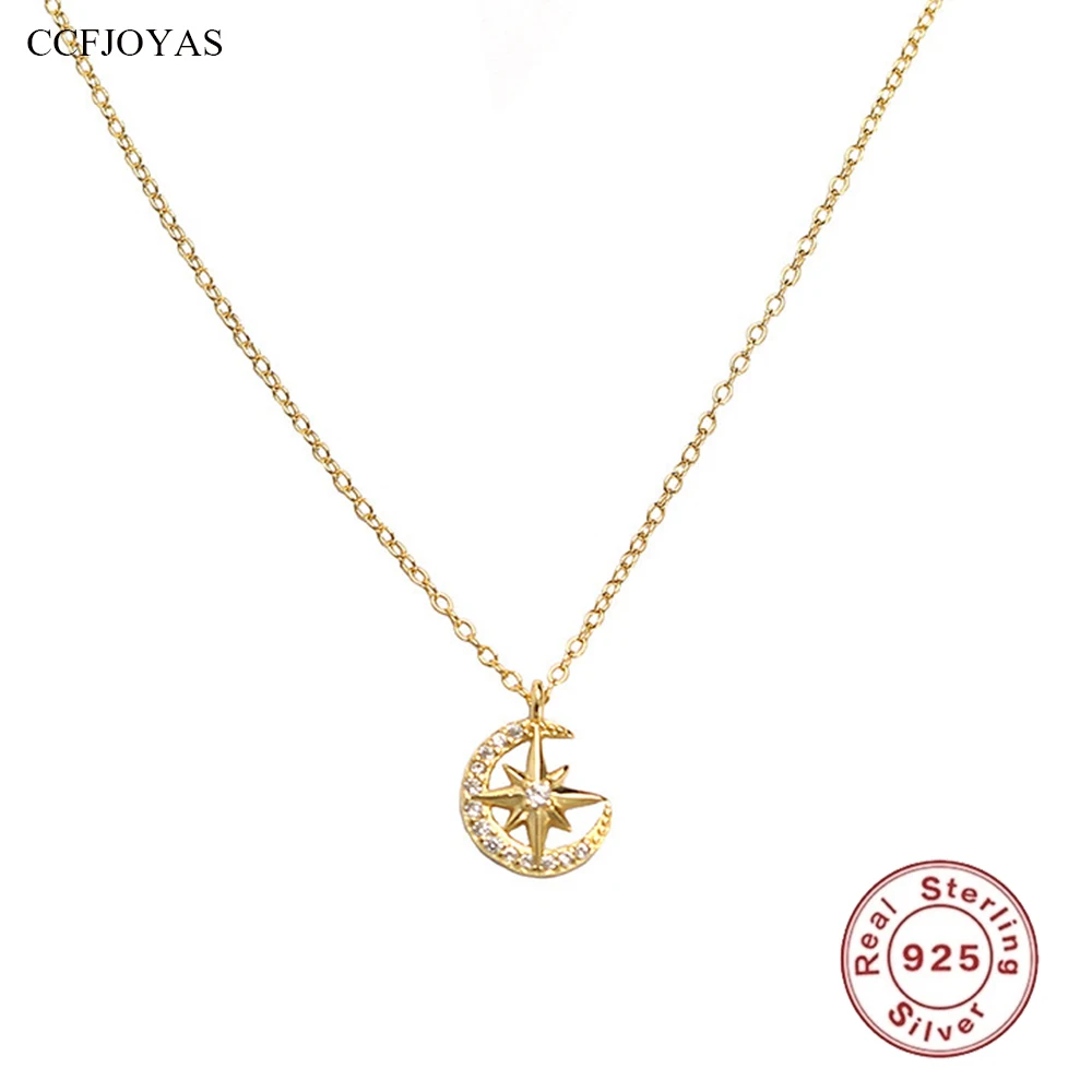 CCFJOYAS 925 Sterling Silver Star and Moon Necklace for Women 18k Gold Plated High Quality Clavicle Chain Party Wedding Jewelry
CCFJOYAS 925 Sterling Silver Star and Moon Necklace for Women 18k Gold Plated High Quality Clavicle Chain Party Wedding Jewelry