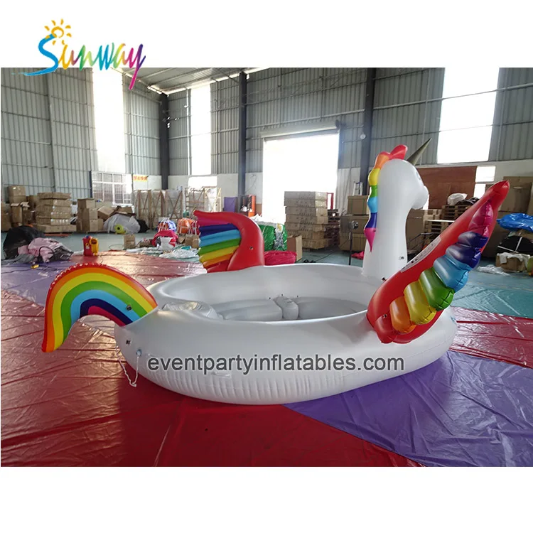 

6 person inflatable floating island unicorn swimming pool float for sale