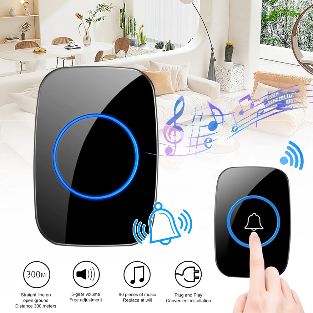 Wireless Intelligent Doorbell Waterproof Outdoor Smart Door Bell With 300M Remote Control Adjustable Volumes Home Doorbell
Wireless Intelligent Doorbell Waterproof Outdoor Smart Door Bell With 300M Remote Control Adjustable Volumes Home Doorbell