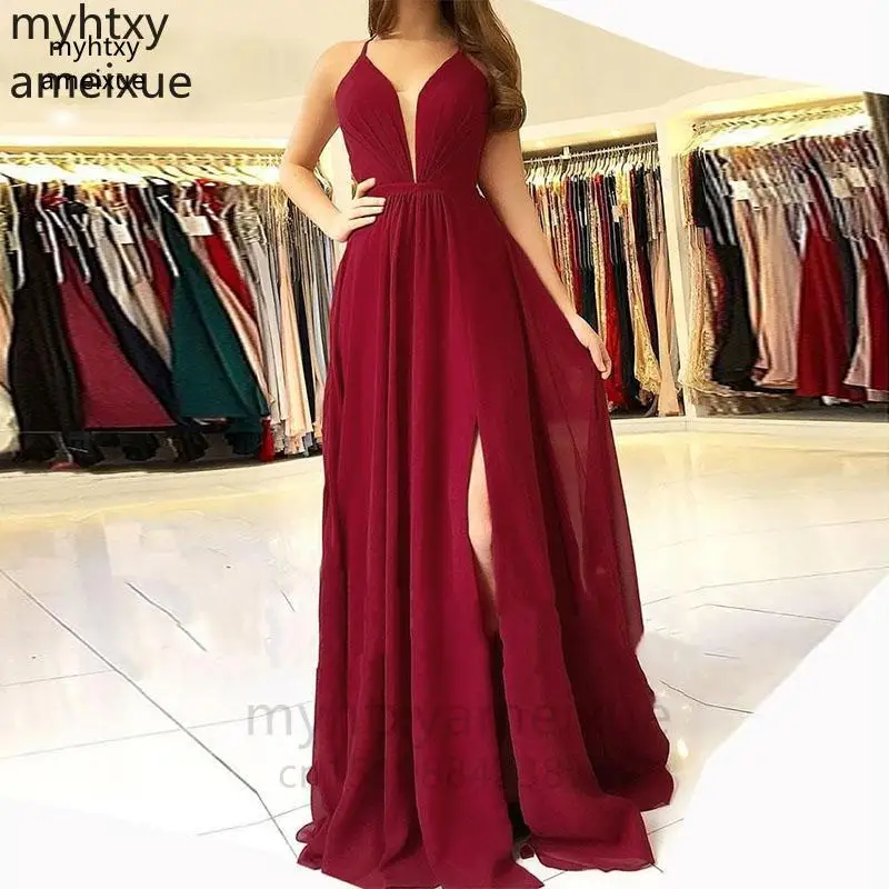 Sexy 2022 Elegant V-neck Vestido Formatura Formal Party Gowns Split Backless Burgundy Chiffon Event Prom Dress Women Dresses
Sexy 2022 Elegant V-neck Vestido Formatura Formal Party Gowns Split Backless Burgundy Chiffon Event Prom Dress Women Dresses