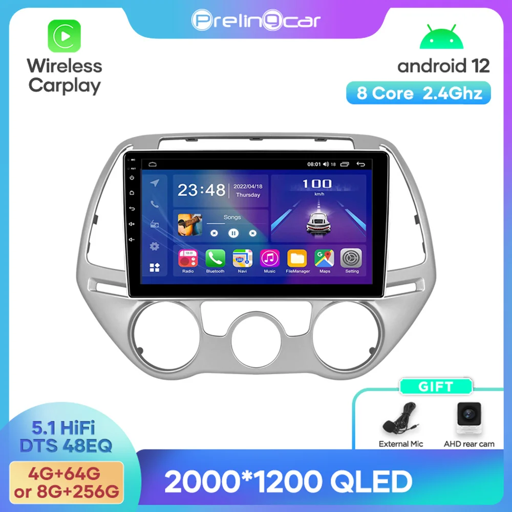 

Prelingcar Android 12 DTS Sound For Hyundai-i20 2012-2014 Year Navigation Multimedia Car Player Radio 2Din Stereo Bluetooth 48EQ