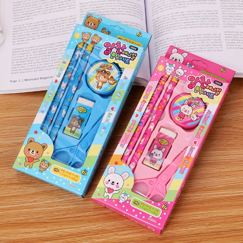 Creative Stationery Five-Piece Cute Cartoon Bear Rabbit Stationery Set Children Pupil Prize Gift Factory Wholesale
Creative Stationery Five-Piece Cute Cartoon Bear Rabbit Stationery Set Children Pupil Prize Gift Factory Wholesale
