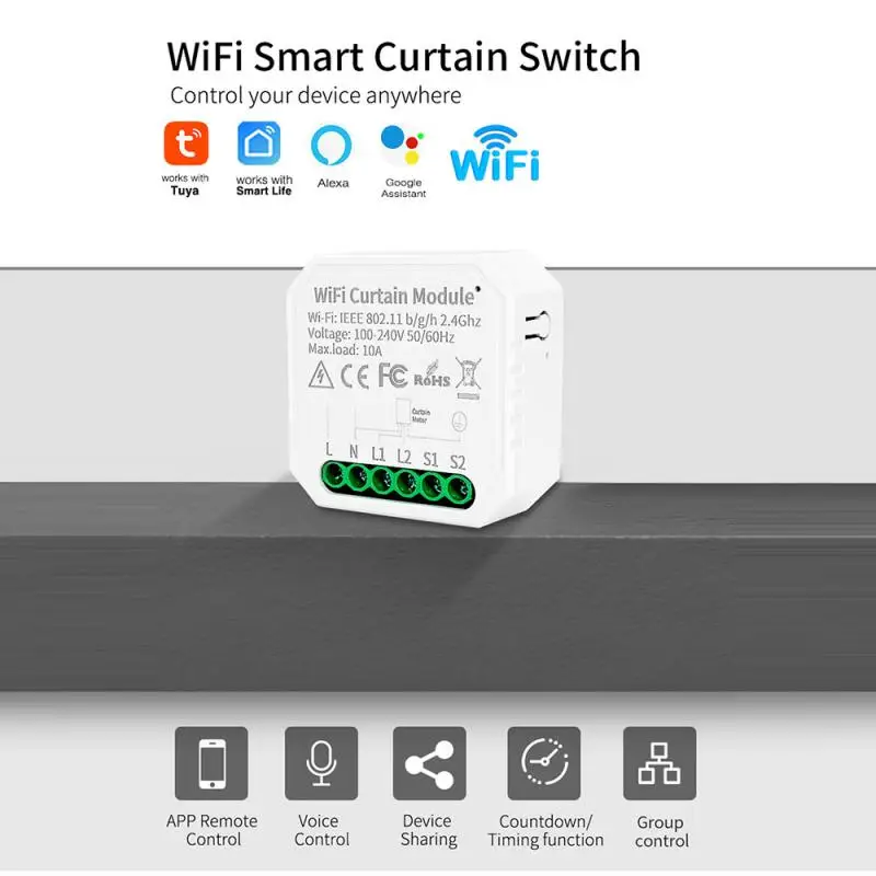 Умный переключатель для штор Tuya WiFi Smart Life, для роллевых затворов, для поворотных дверей, работает с Alexa Google Home
Умный переключатель для штор Tuya WiFi Smart Life, для роллевых затворов, для поворотных дверей, работает с Alexa Google Home