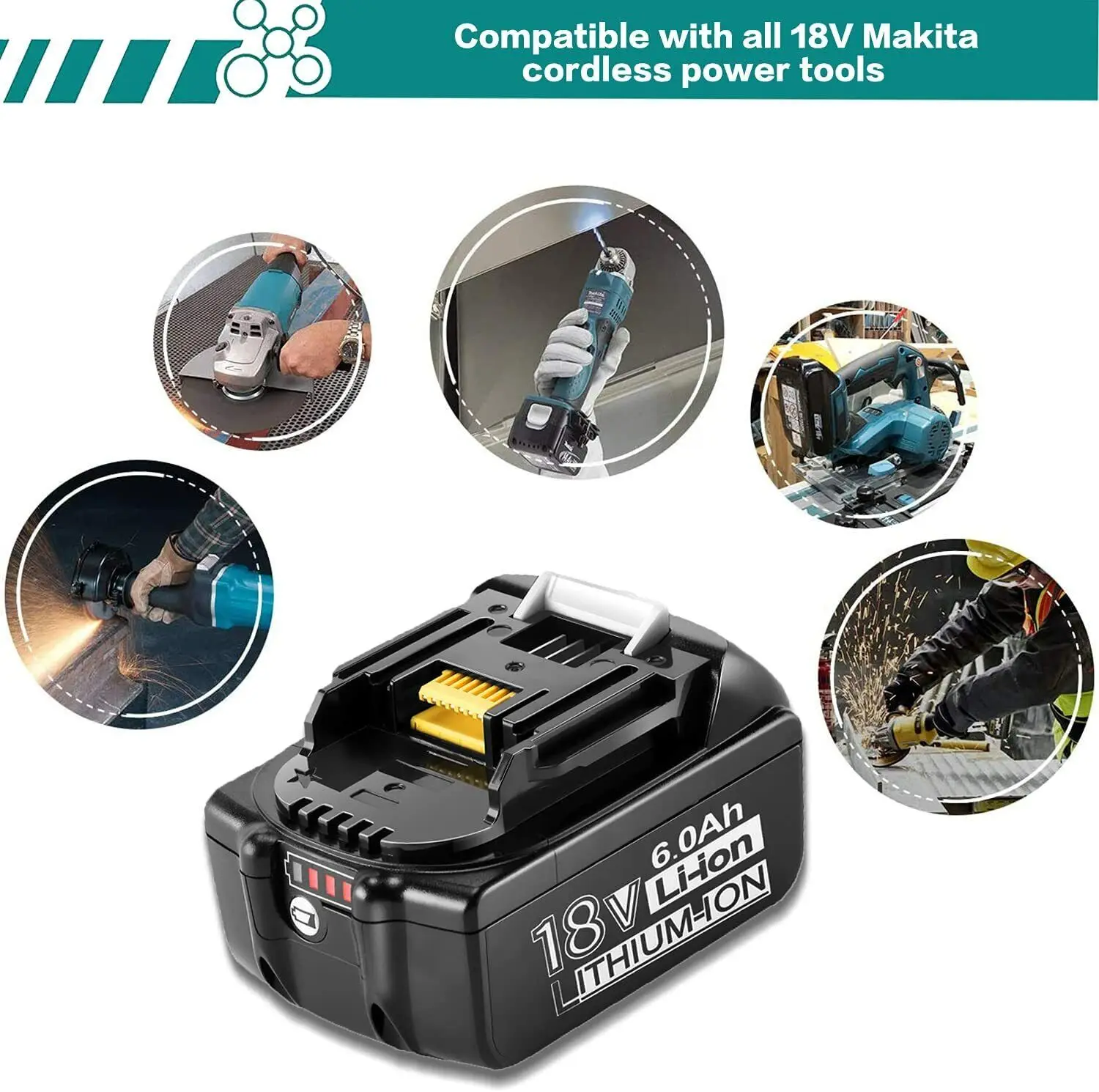 18V 6.0Ah Battery BL1850 BL1860B BL1860 BL1840 LXT Lithium‑Ion For Makita Power Tools BL1840B BL1830 194205-3 LXT-400
18V 6.0Ah Battery BL1850 BL1860B BL1860 BL1840 LXT Lithium‑Ion For Makita Power Tools BL1840B BL1830 194205-3 LXT-400