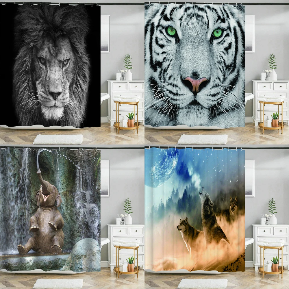 3D Lion Tiger Elephant Wolf Animal Printing Bathroom Shower Curtain Polyester Waterproof Home Decor Bathroom Curtains With Hook
3D Lion Tiger Elephant Wolf Animal Printing Bathroom Shower Curtain Polyester Waterproof Home Decor Bathroom Curtains With Hook