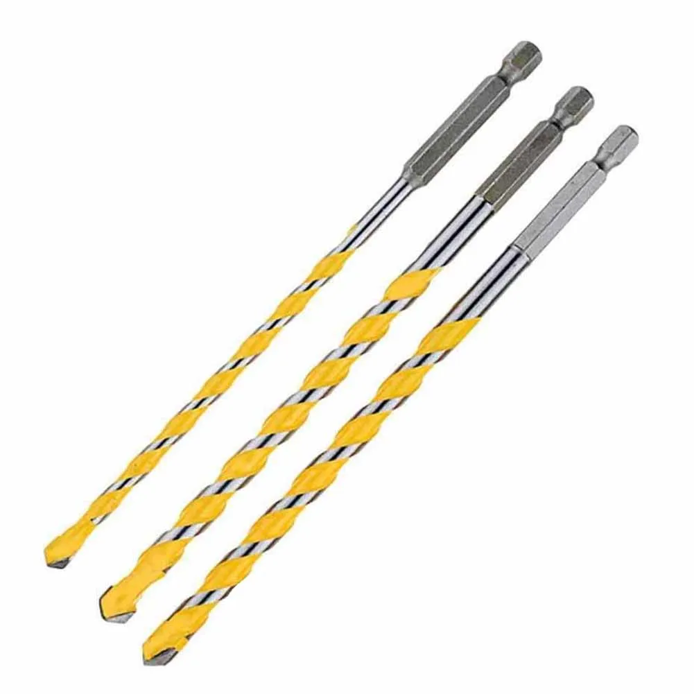 

For Ceramic Drill Bit Power Tool Parts 1/4\" Hex Shank For Concrete Brick Stone Silver Tungsten Carbide Yellow