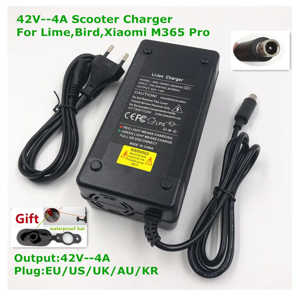 

42V 4A Electric Skatebaord Adapter Scooter Charger For Lime/Segway Ninebot MAX G30/M365 Pro EU/US/AU/UK/Korea Plug