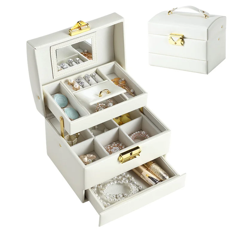 1pc Portable Jewelry Storage Box, Leather Jewelry Display Box, Three-tier Multi-functional Storage, Drawer Storage
1pc Portable Jewelry Storage Box, Leather Jewelry Display Box, Three-tier Multi-functional Storage, Drawer Storage