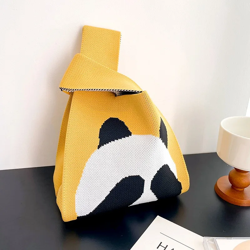 Cute Panda Knitted Handbag Fashion Handmade Women Girls Shoulder Bag Reusable Vest Leisure Tote Japanese Students Box Lunch Bags
Cute Panda Knitted Handbag Fashion Handmade Women Girls Shoulder Bag Reusable Vest Leisure Tote Japanese Students Box Lunch Bags