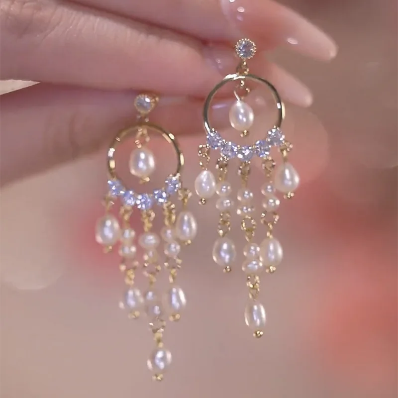 Exquisite Luxury Tassel Earrings Natural Freshwater Pearl Earrings Women Girl Accessories Party Daily Wearable Fashion Jewelry
Exquisite Luxury Tassel Earrings Natural Freshwater Pearl Earrings Women Girl Accessories Party Daily Wearable Fashion Jewelry