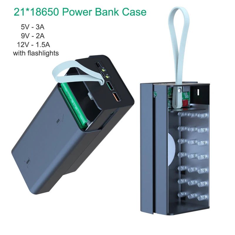 DIY 21*18650 Battery Storage Box Welding Free 15W Wireless PD 22.5W Quick Charger Case for iPhone Samsung Xiaomi Power Bank Case
DIY 21*18650 Battery Storage Box Welding Free 15W Wireless PD 22.5W Quick Charger Case for iPhone Samsung Xiaomi Power Bank Case