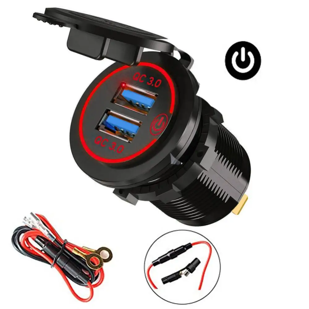 Quick Charge 3.0 Dual USB Car Charger Socket Waterproof 12V/24V USB Fast Charging Socket Power Outlet with Touch Switch
Quick Charge 3.0 Dual USB Car Charger Socket Waterproof 12V/24V USB Fast Charging Socket Power Outlet with Touch Switch