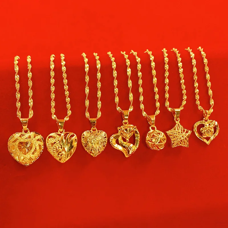 Luxury Imitation Gold Copper Necklace Female Heart Flower Pendant Chokers Vintage Water-wave Chain Necklace Party Jewelry 2022
Luxury Imitation Gold Copper Necklace Female Heart Flower Pendant Chokers Vintage Water-wave Chain Necklace Party Jewelry 2022