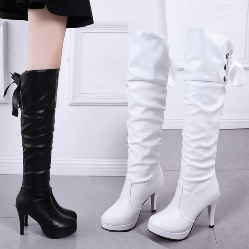 

Stiletto Thigh White High Heels Womens Woman Boots Over The Knee Women Snow Winter 2022 New Arrivals Sexy Shoes