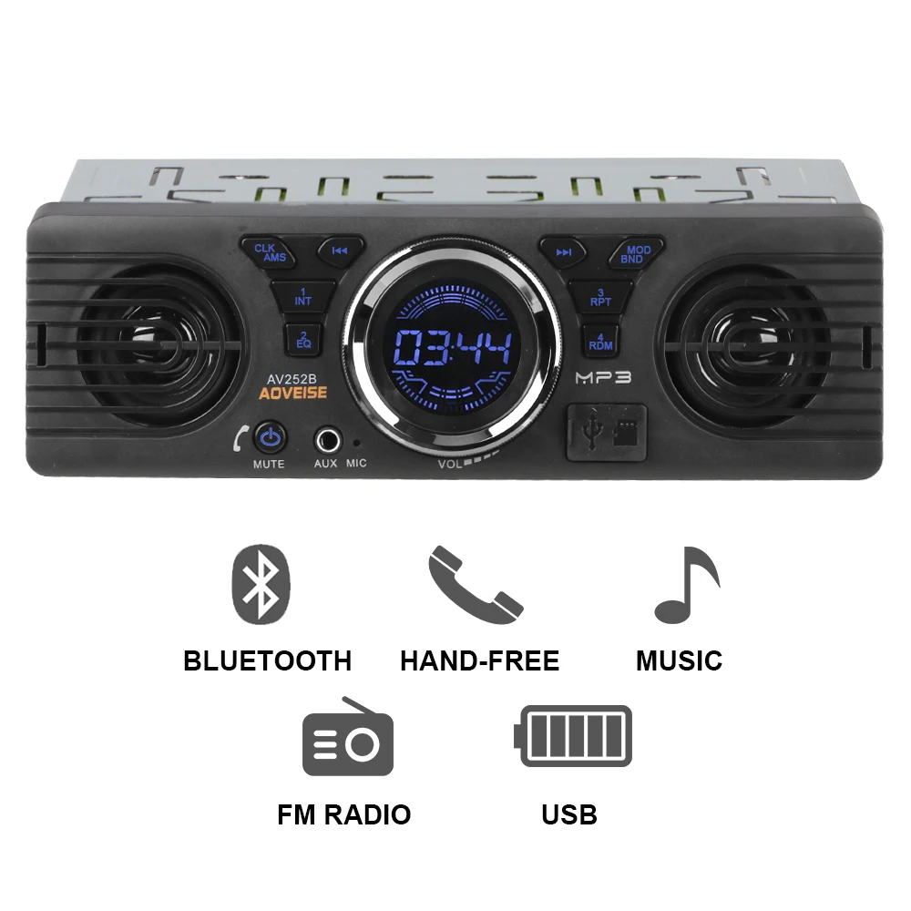 

MP3 Player Auto-radio AUX Input Phone Charging 1 Din USB TF Card Bluetooth Hands-free Built-in 2 Speakers FM Audio Car Radio